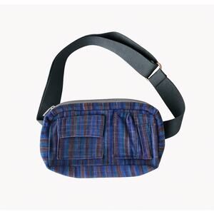 Boho Striped Corduroy Fanny Pack Crossbody Waist Belt Bag Adjustable Strap